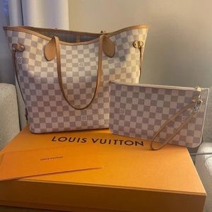 Neverfull MM Damier Azur WITH wristlet